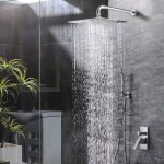 IONIX 6 inch Rain shower Stainless Steel 304 shower head 6 inch, luxury bathroom shower 6 x 6 size, heavy metal SS-304 grade material, Ultra slim, Silver, 1 set - Image 5