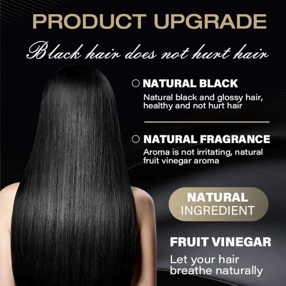 Fruit Vinegar Gel Hair Color For Men & Women, Hair Color Dye for Black Hair (Black, 200ml) - Image 3