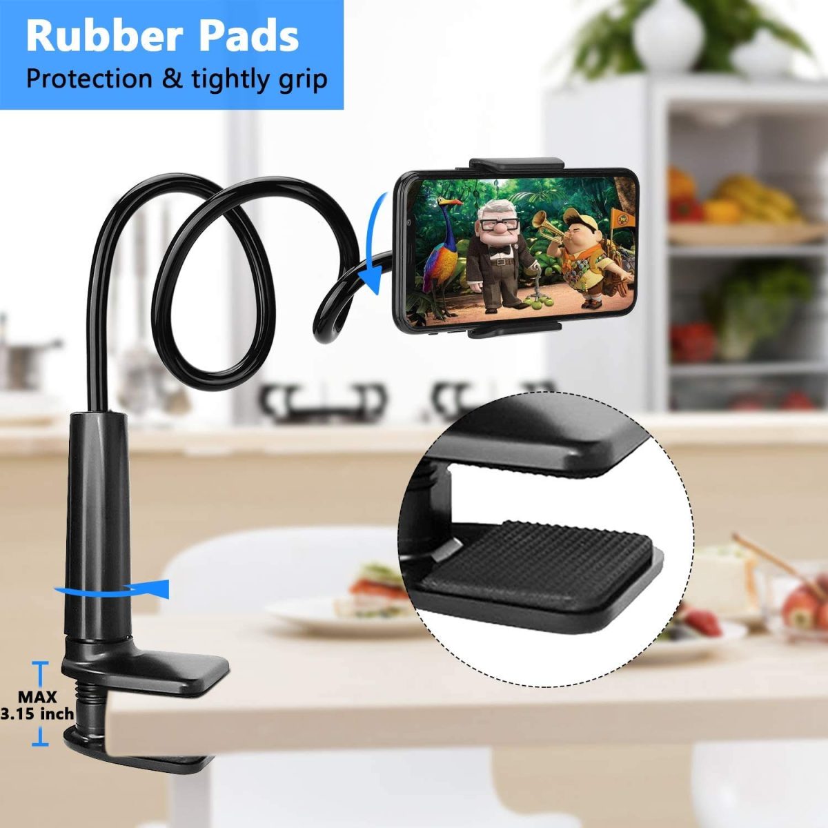 Xtore® Universal Mobile Phone Holder & Tablet Tabletop Holder with 360° Rotation (Black, Pack of 1) - Image 3