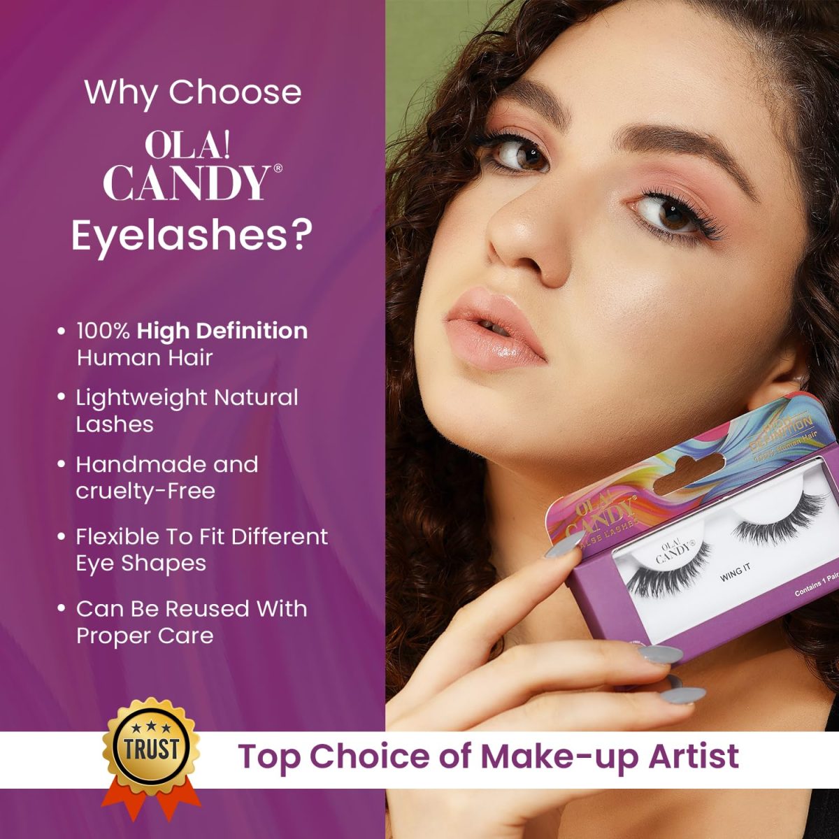 Ola! Candy Uptown Girl Human Hair False Eyelashes, Black-202 - Image 3