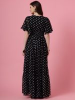 Sheetal Associates Women's Fit and Flare Polka Print Georgette Flared Sleeve Casual Dress - Image 6
