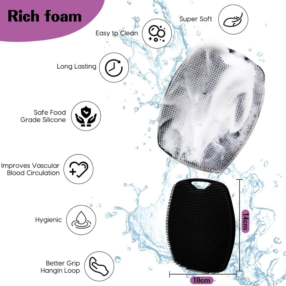 B-BUCKET Silicone Body Scrubber,Shower Scrubber for Nourishing Cleaning & Exfoliating Your Skin Lather Boosting Bristles with Ergonomic No-Slip Handle, Body Exfoliator for Men and Women bath brush - Image 5