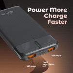 pTron Newly Launched Dynamo Nergy 10000mAh 22.5W Fast Charging Power Bank, Supports VOOC/Wrap/Dash USB Charging, 20W PD Fast Charging, 3 Outputs, 1 Input & Multiple Layers of Protection (Black) - Image 5