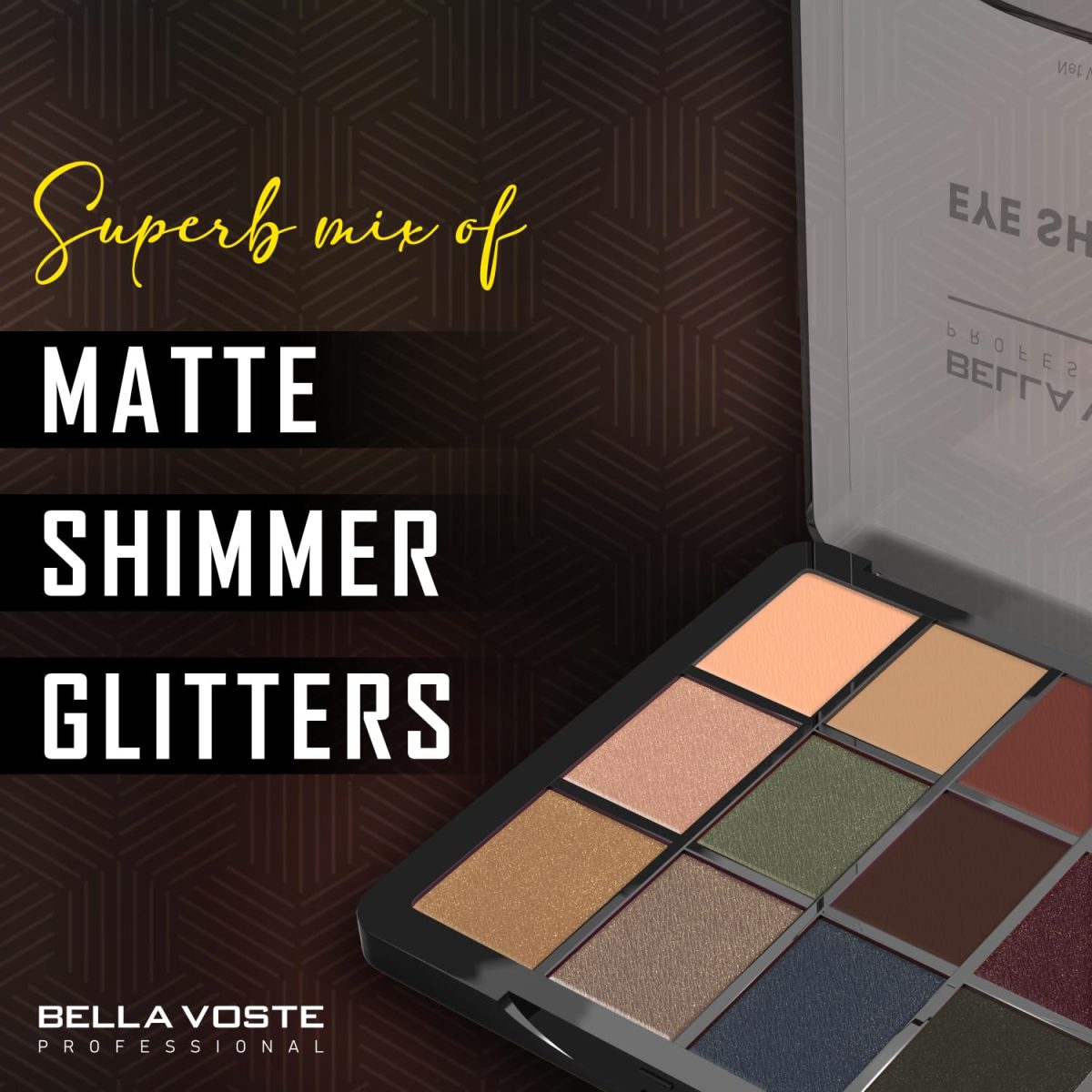 Bella Voste Professional Eyeshadow - 12 in 1 Mesmerizing Colors Palette | Nude, Matte, Shimmer | Rich Colour | High Pigmentation (BVES103) - Image 3