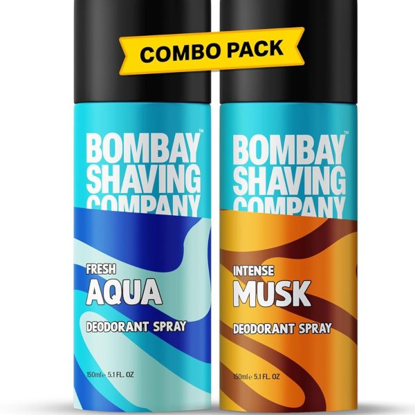 Bombay Shaving Company Deodorant Aerosol Combo - Aqua & Musk - 150Ml X 2 |Deodorant For Men Long Lasting| 300 ML (Lemon)