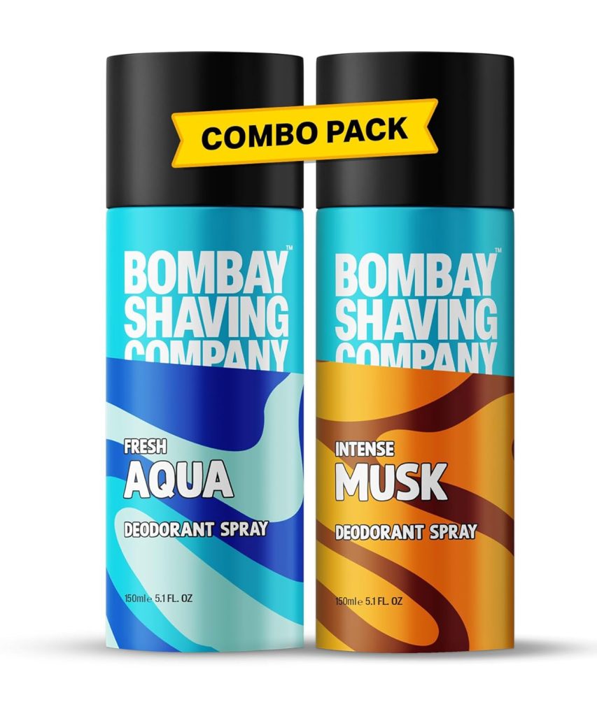 Bombay Shaving Company Deodorant Aerosol Combo - Aqua & Musk - 150Ml X 2 |Deodorant For Men Long Lasting| 300 ML (Lemon)