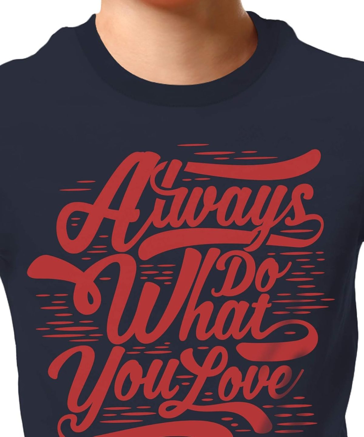 THREADCURRY What You Love | Motivational Inspirational Adventure Quote Cotton Graphic Printed Tshirt for Boys Navy - Image 3