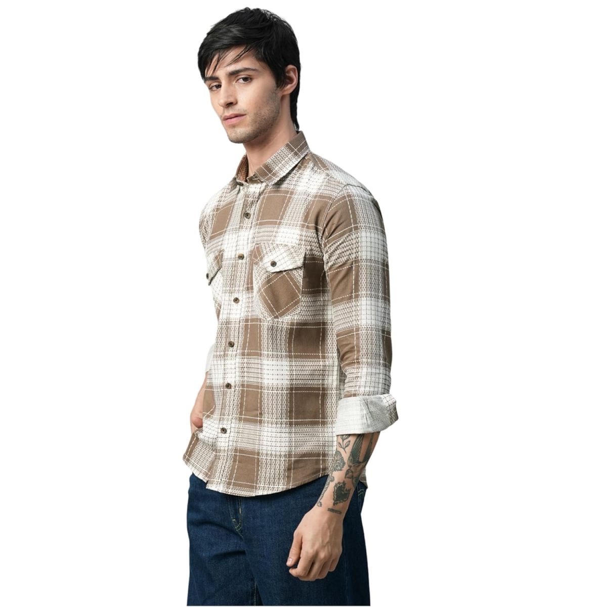 Exclusive Checked Double Pocket Full Sleeves Shirt for Men Multicoloured - Image 5