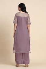 TRENDMALLS Women's Net Embroidery Sequence Work Kurta Palazzo Set with Dupatta Kurta Set for Women - Image 2