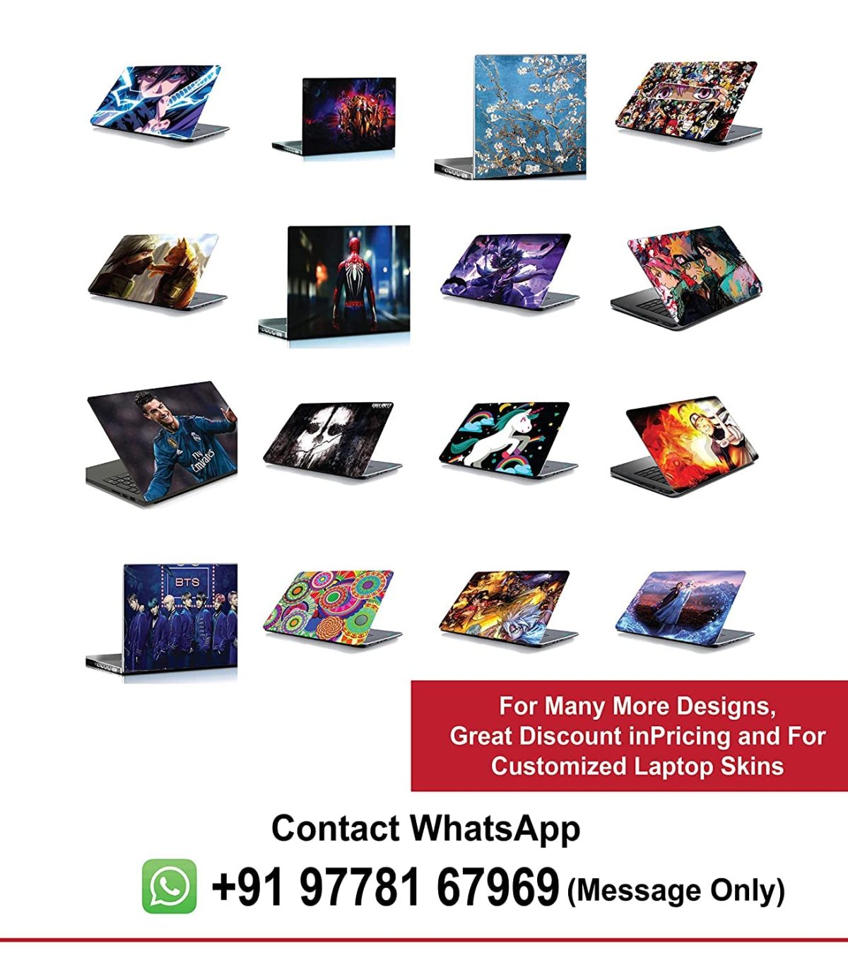 ISEE 360® Black n White Laptop Skin Vinyl Stickers for All Laptop Multicolour Size L X H 16 X 11 Inch - Image 4