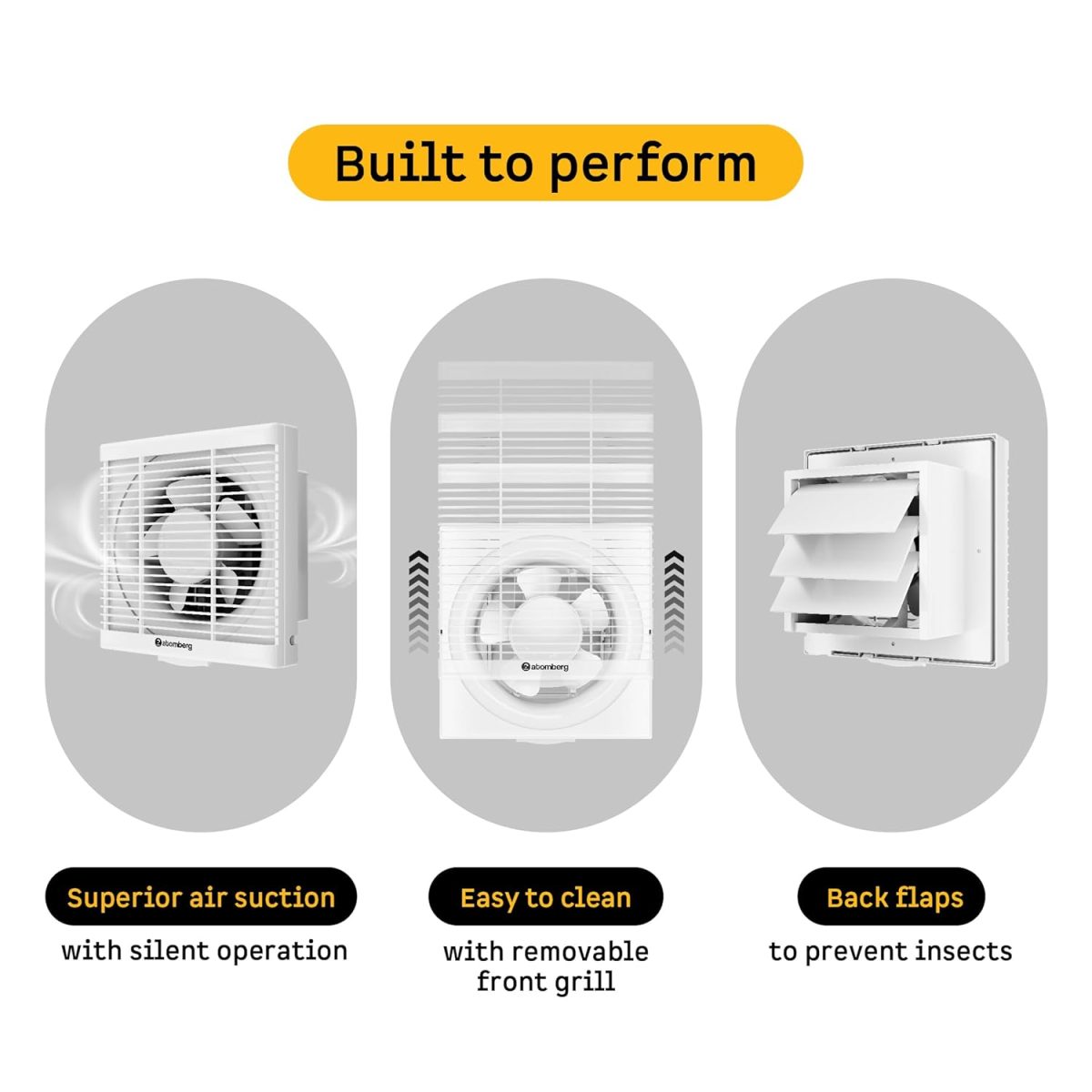 atomberg Efficio Exhaust Fan 200mm (8 Inches) | BLDC Motor | 20W | Low Noise | 1600 RPM | Ideal for Bathroom,Kitchen | Easy to Clean | Installation-Square Cut (245mm) | 2 Years Warranty (Gloss White) - Image 2