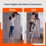 Bathla Advance 5-Step Foldable Aluminium Ladder for Home | Heavy Duty & Anti-Slip Steps | 5 Year Manufacturer Warranty | with Sure-Hinge Technology (Orange) - Image 4