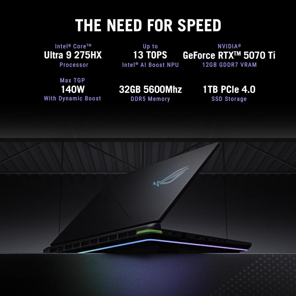 ASUS ROG Strix G16,Intel Core Ultra 9 275HX Gaming Laptop(RTX 5070-12GB/140W TGP/32GB/1TB/2.5K QHD+/16"/240Hz/Windows 11/M365 Basic (1Year)*/Office Home 2024/Eclipse Gray/2.65 Kg) G615LR-S5190WS - Image 3