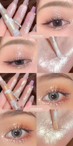 Gege Bear Magic Liquid High-Light Pen | Glitter Shimmer Stick for Eyes, Face & Body | Long-Lasting Waterproof Glow | Sparkly Makeup Pen for Dewy, Diamond-Like Finish (01#SILVER GREY, 2g) - Image 2