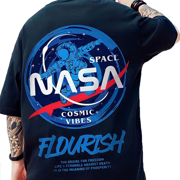 Men's Stylish Printed Oversized 3/4th Sleeve T-Shirt (Black)