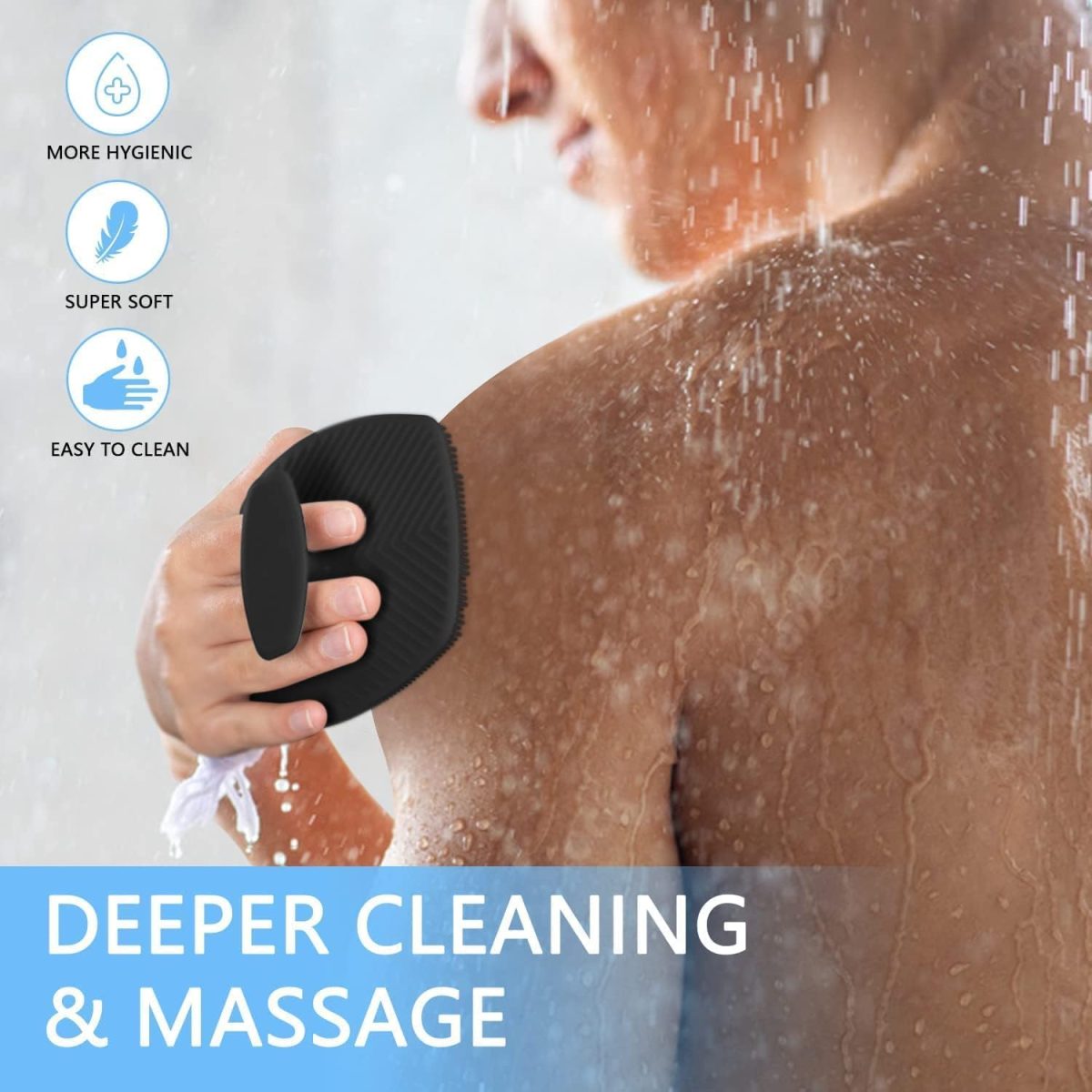B-BUCKET Silicone Body Scrubber,Shower Scrubber for Nourishing Cleaning & Exfoliating Your Skin Lather Boosting Bristles with Ergonomic No-Slip Handle, Body Exfoliator for Men and Women bath brush - Image 7