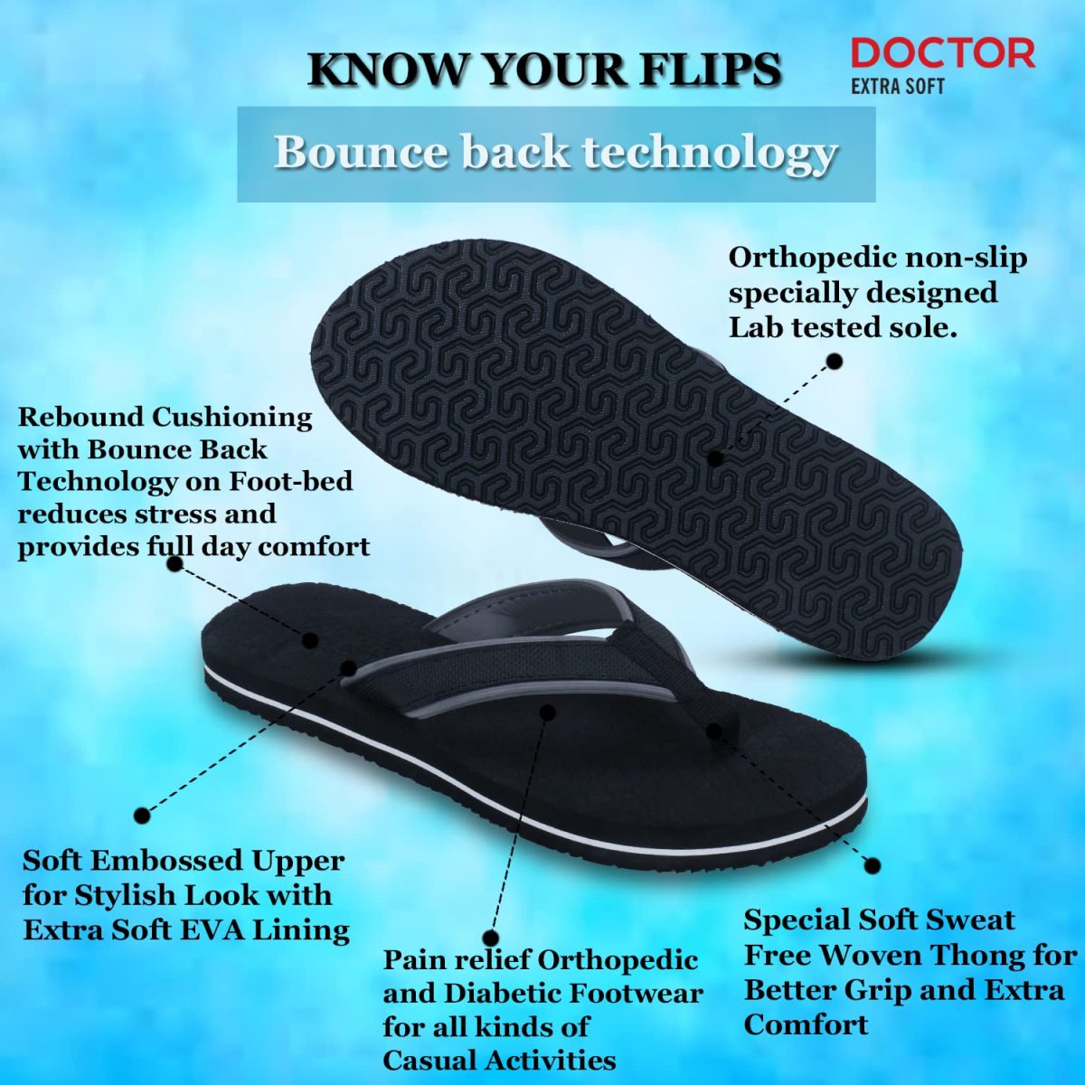 DOCTOR EXTRA SOFT Women's Slippers with Bounce Back Technology Orthopaedic and Diabetic MCR Anti-skid Cushion Comfort Dr Sliders Flipflops and House Chappal for Women’s & Girl’s D-03 - Image 2