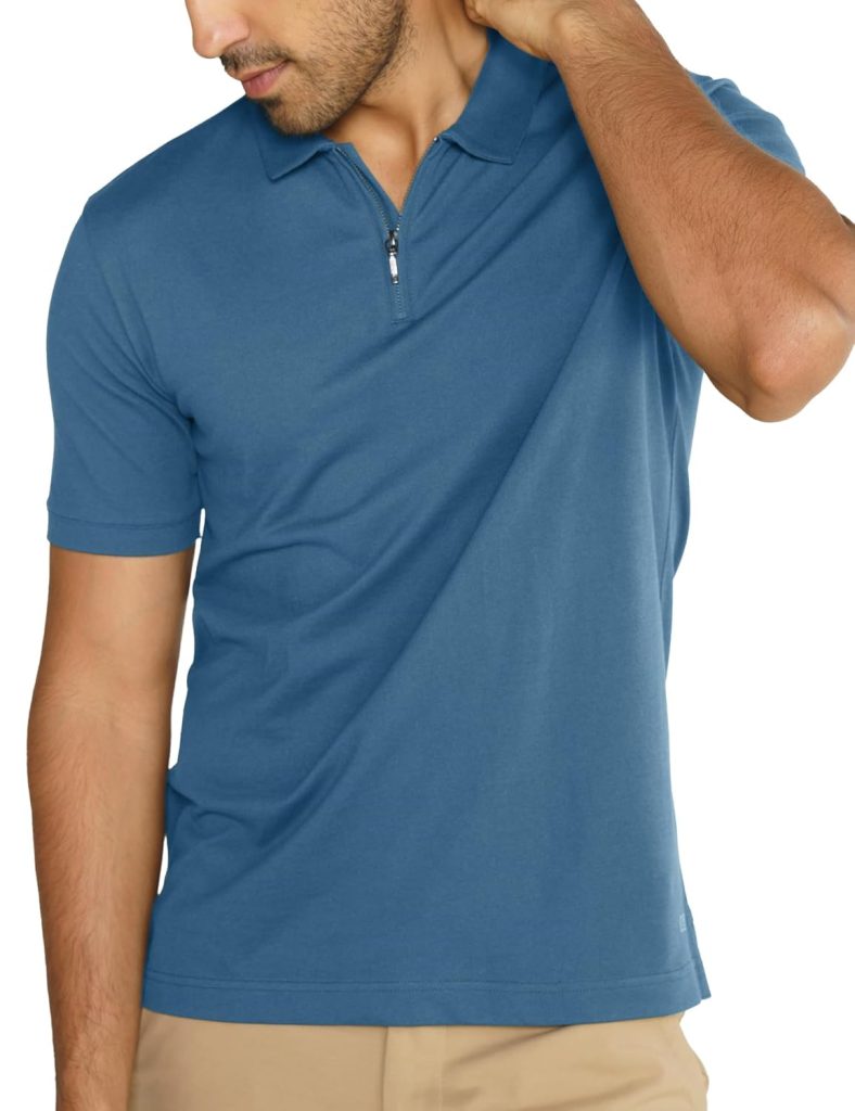 DAMENSCH Constant Men's All-Degree Thermoregulating Pique Contrast Neck Polo T-Shirt