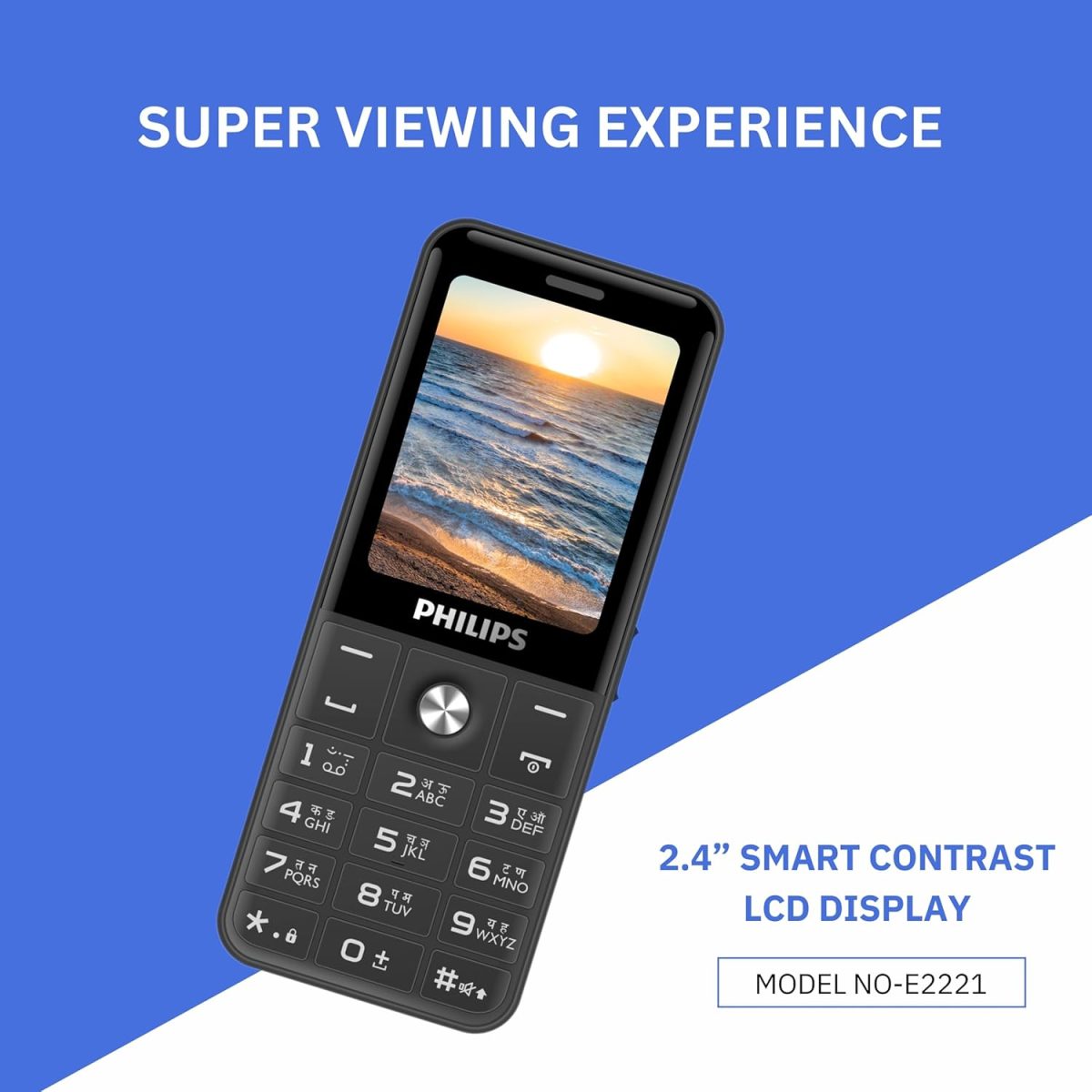 Philips All-New E2221 Sleek & Stylish |Keypad Mobile with 2.4" Screen|2500 MAH Battery | 2030mm Speaker| Wireless FM | Bright Torch| Digital Camera|Cool Gray - Image 2