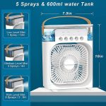 ConvertKitchen Portable Air Conditioner Fan, 500 ml Water Tank USB Personal Cooler, Mini Humidifier Fan with 7 Colors LED Light, 3 Timer, 3 Wind Speeds, 3 Spray Modes for Office, Home - Image 8
