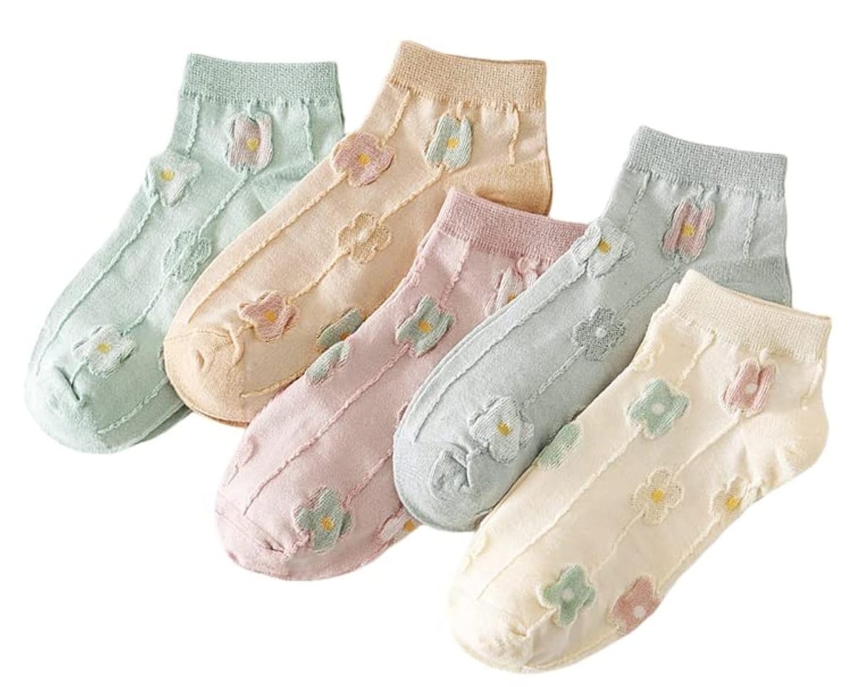 Ayushicreationa Women's And Girls Cotton Ankle Length Socks Summer Cute Fashion Multi-Design Multicolor Ladies Socks Free Size Pack Of 5
