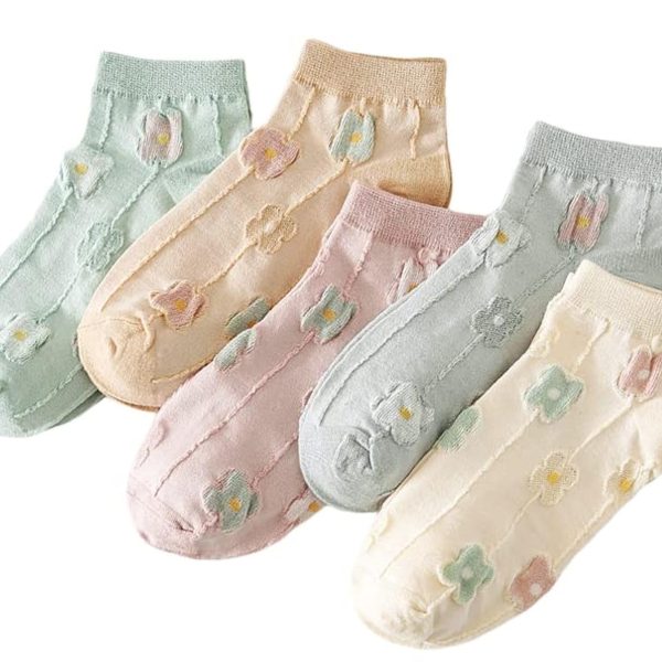 Ayushicreationa Women's And Girls Cotton Ankle Length Socks Summer Cute Fashion Multi-Design Multicolor Ladies Socks Free Size Pack Of 5