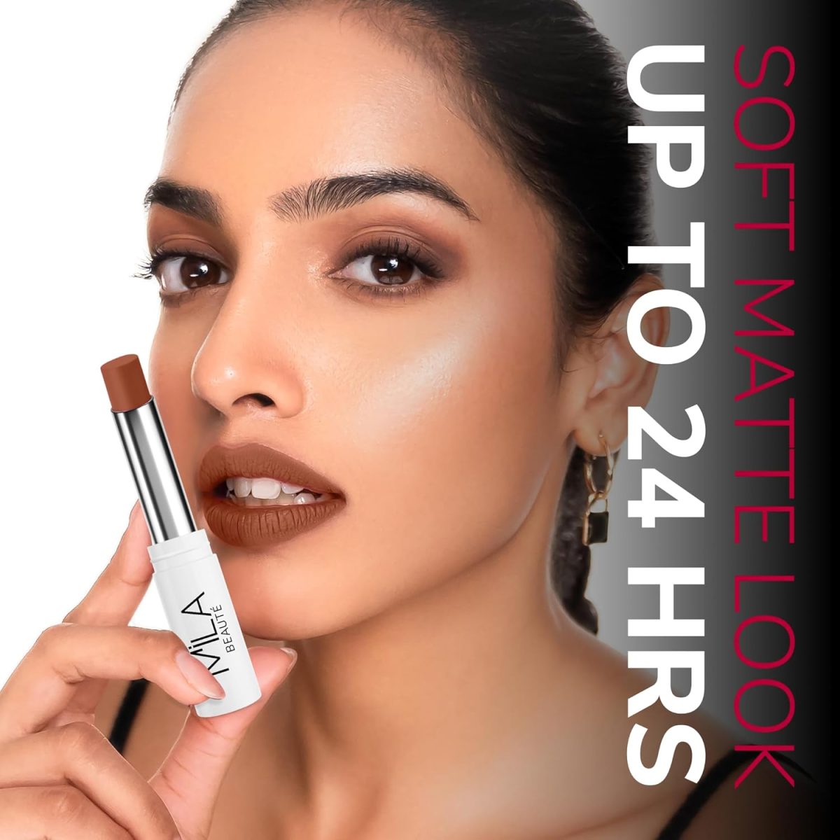 Mila Beauté 24 Hrs Locked In Lips Transfer Proof Lipstick | Enriched With Mango Seed Butter & Hyaluronic Acid | Transfer Proof Formula with Velvety Texture | Smudge Proof & Highly Pigmented | Shade - (Berry Me, 3.2g) - Image 5