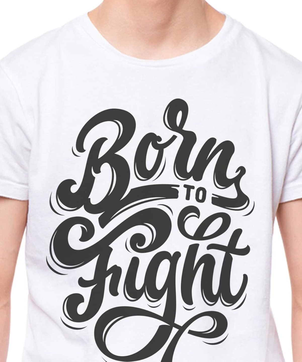 THREADCURRY Born to Fight | Motivational Inspirational Adventure Quote Cotton Graphic Printed Tshirt for Boys White - Image 3