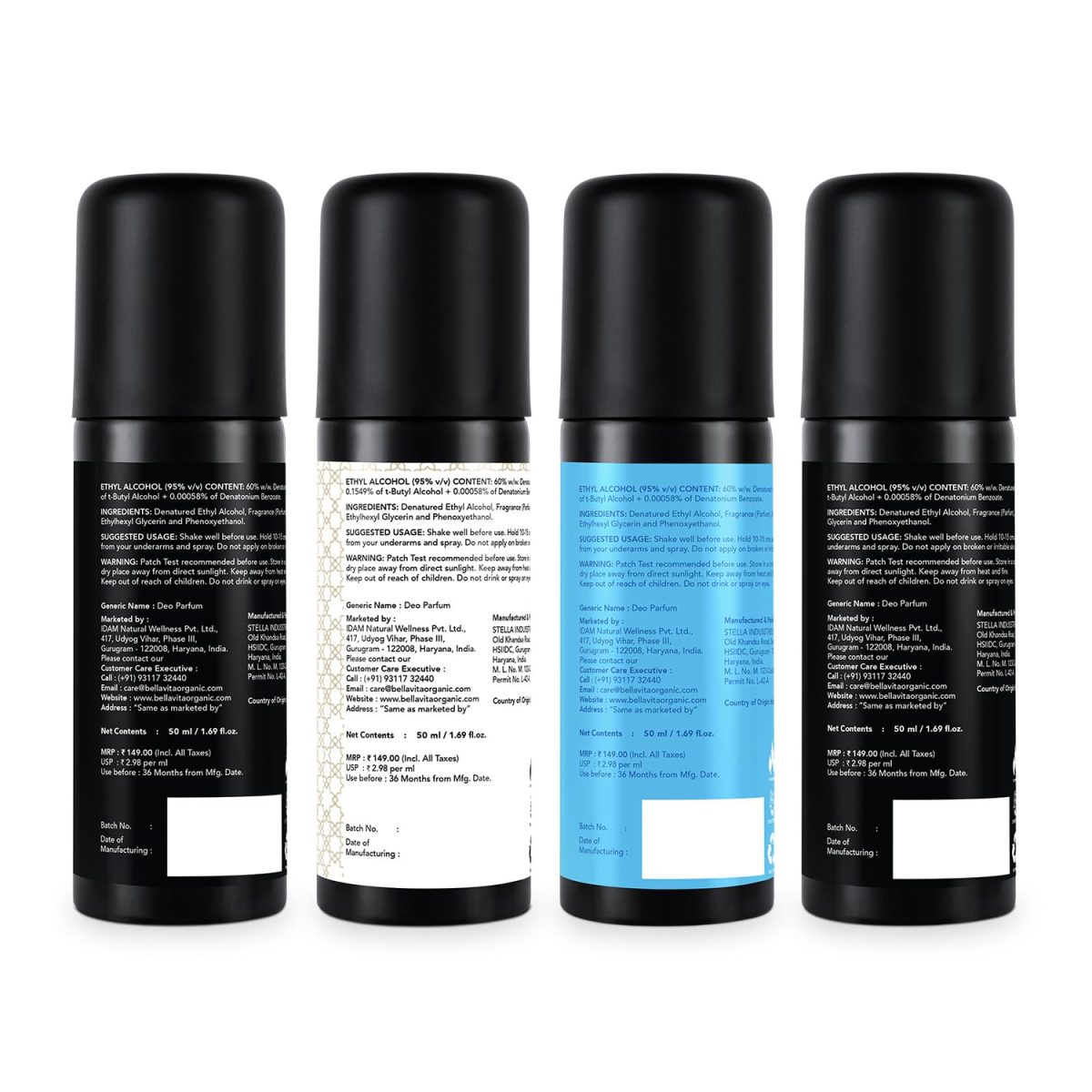 Bella Vita Luxury Unisex Body Perfume Gift Set | Deodorant for Men & Women | Pack of 4 x 50ml | No Gas Deo for Man and Woman | Long Lasting Fragrances with Lemon, Blackcurrant, Lavender & Bergamot - Image 8