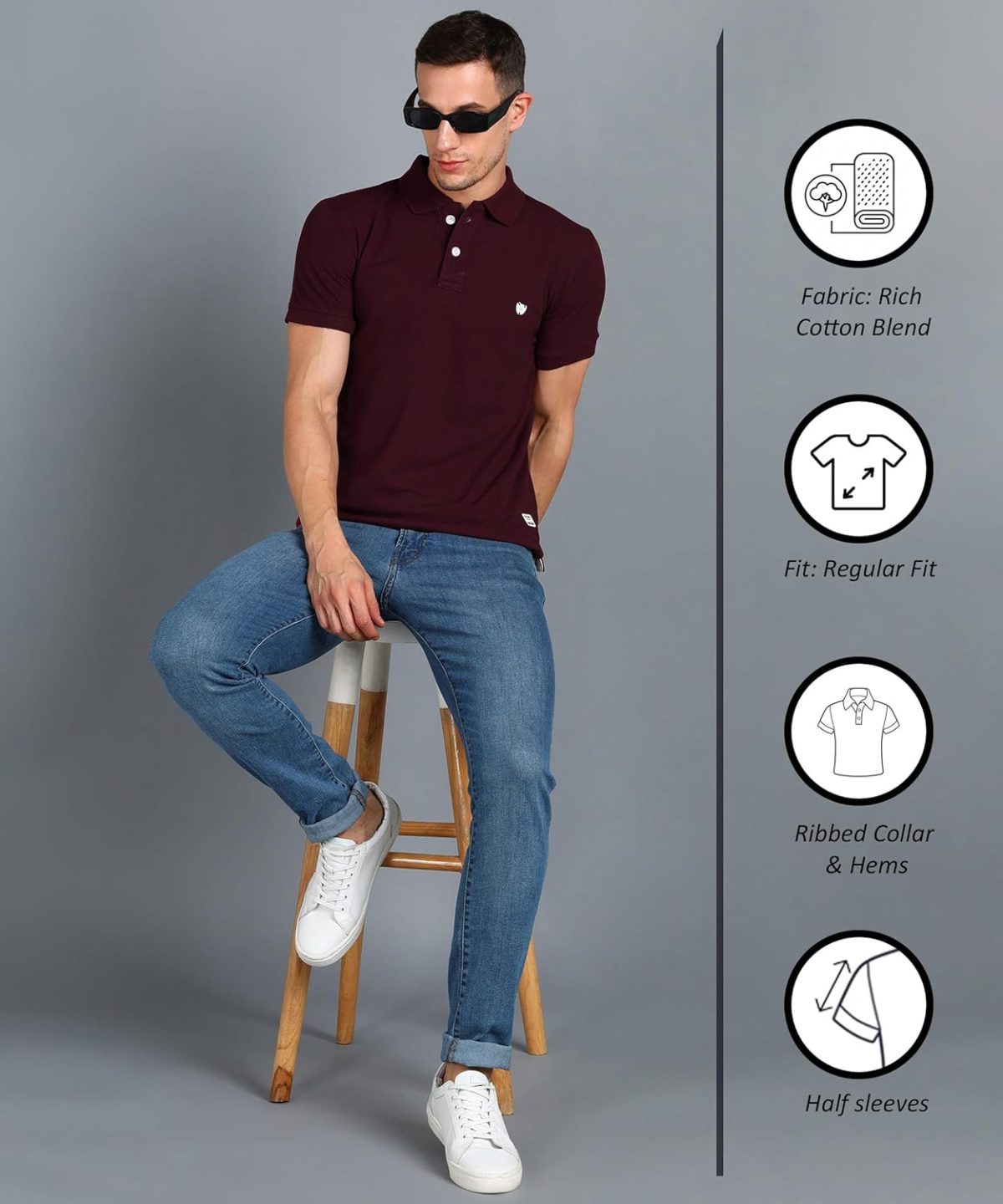 Alan Jones Clothing Men's Cotton Slim Fit Polo T-Shirt - Image 2