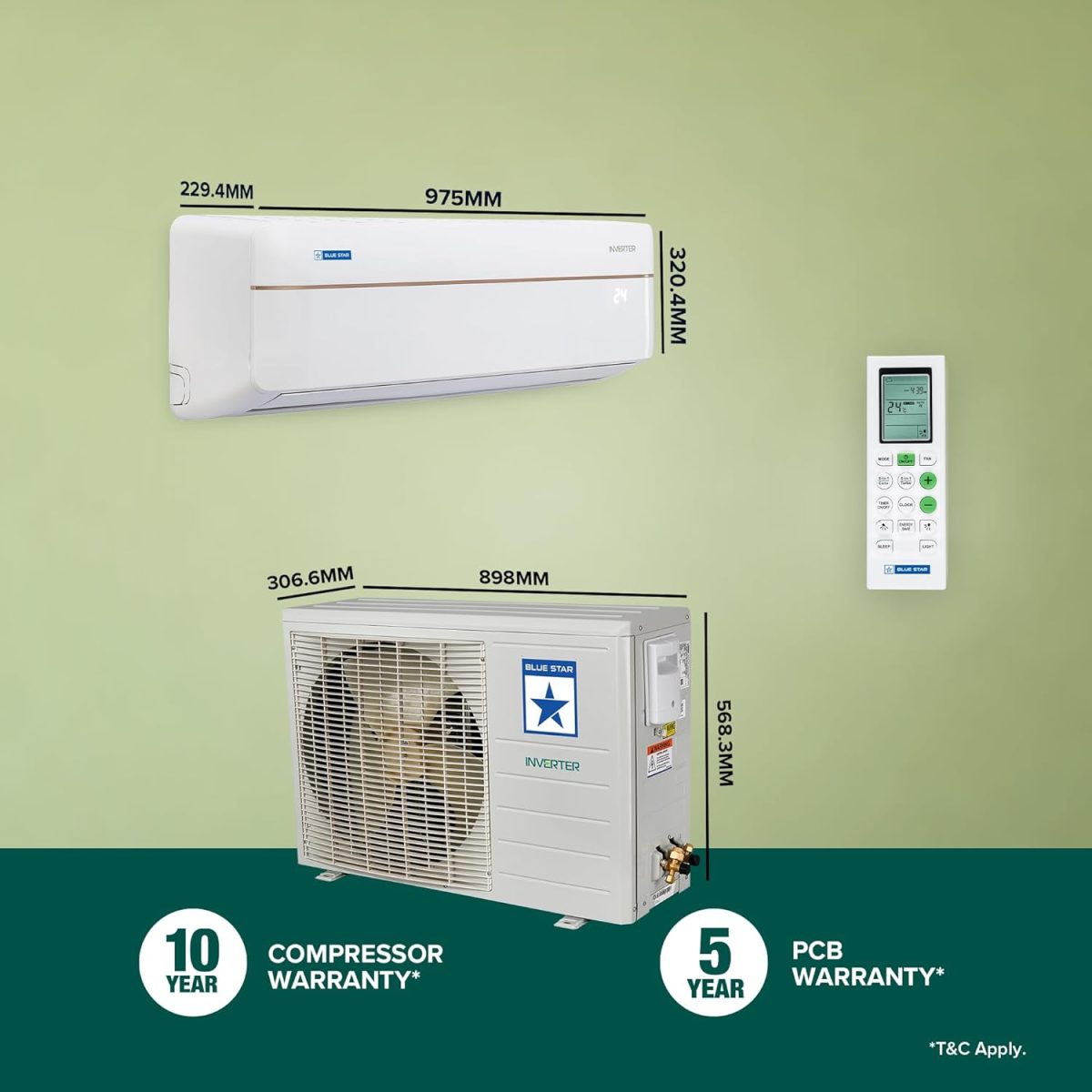 Blue Star 1.5 Ton 3 Star Hot and Cold, 60 Months Warranty, Inverter Split AC (Copper, Convertible 5 in 1 Cooling, Multi Sensors, Dust Filter, IC318VCUHC, White) - Image 5