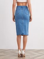 GRECIILOOKS Denim Skirt for Women | Long Skirt for Women | Skirt for Women | Denim Skirt for Women Long | Pencil Skirt for Women - Image 2