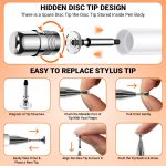 Tukzer Universal Stylus Pen for Smartphone/Tablet/iPad/Pro/Air/iPhone/iOS/Android/All Touch Screens Devices| Fine Point Disc Tip, Lightweight Aluminum Body Magnetic Cap Drawing Writing (White) - Image 2