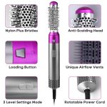 5 in 1 Hot Air Brush Hair Dryer & Volumizer, 1000W Multifunctional Hair Styler Tool for Women | Detachable Blow Dryer Brush, Hair Straightener, Curler, Crimper, Auto-Wrap Rotating Comb, Negative Ion Frizz-Free Technology | Professional Salon-Quality Fast Drying, 3 Heat Settings, Lightweight Portable Design, Suitable for All Types Styling & Scalp Massager - Image 3
