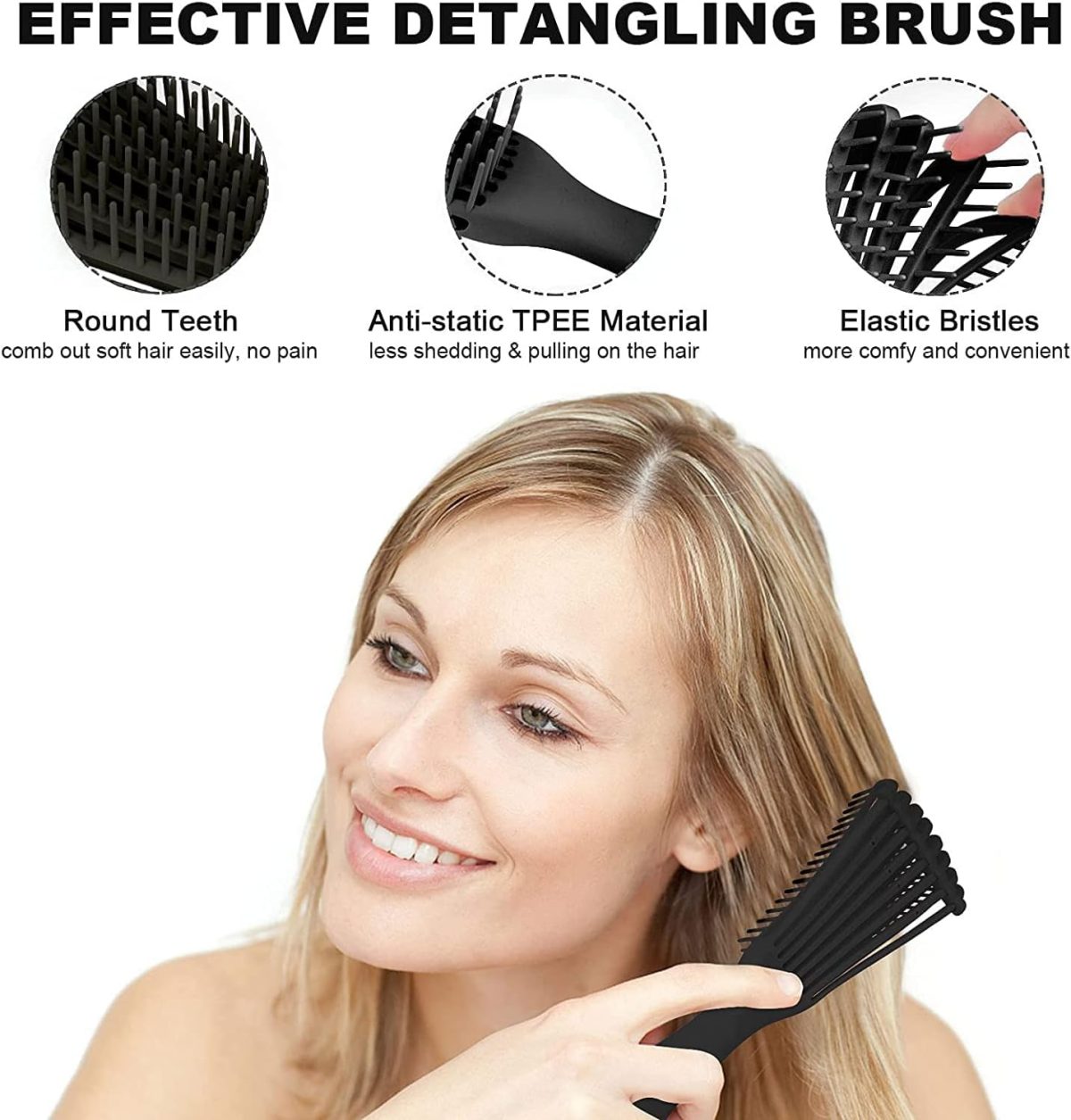 INSIME Detangler hair brush for curly hair comb for Women Men & Kids | Comb for curly wavy hair Pain Free hair detangling brush | Curl brush for hair styling Dry & Wet hair brush | - Image 6