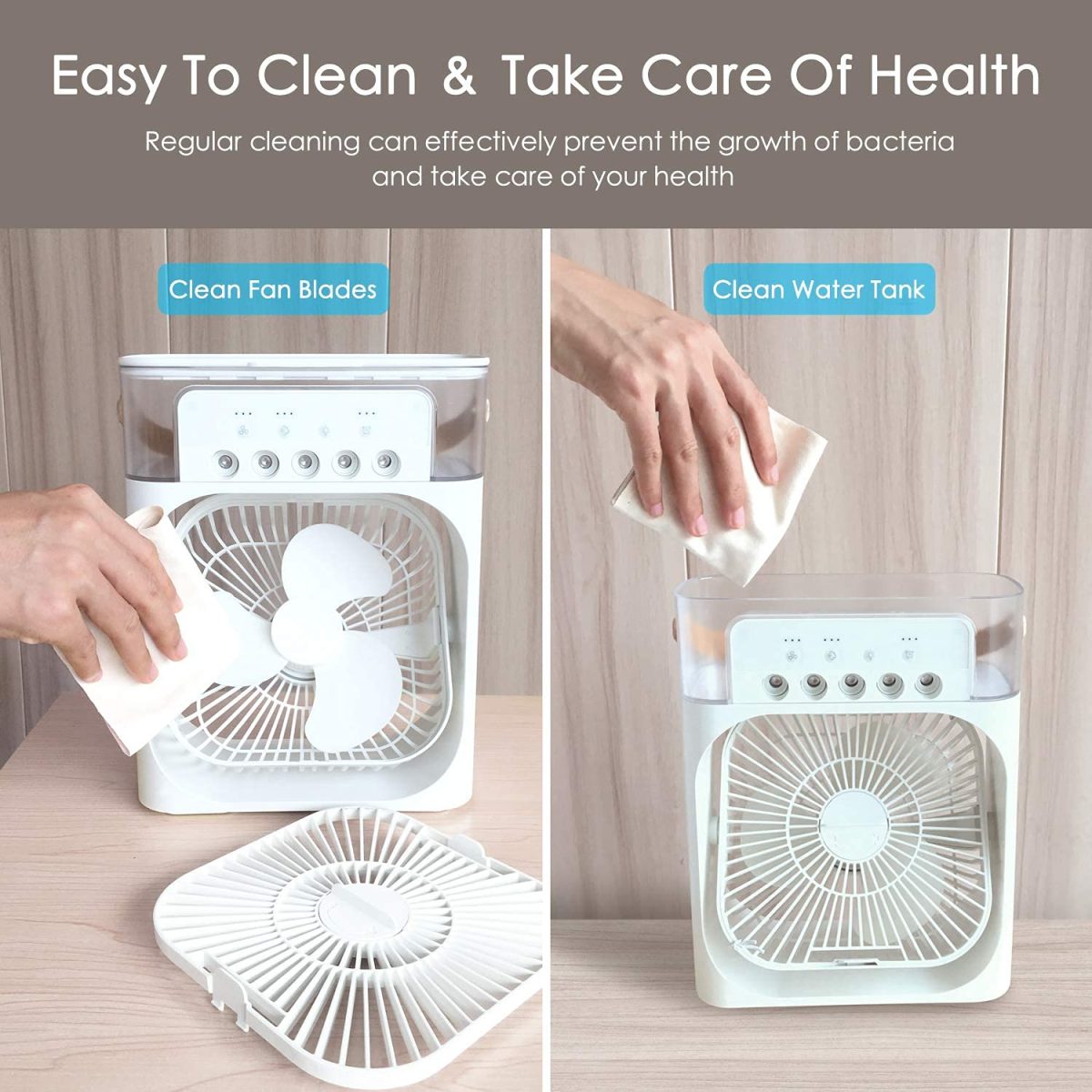 Portable Air Conditioner Fan, Mini Evaporative Air Cooler with 7 Colors LED Light, 1/2/3 H Timer, 3 Wind Speeds and 3 Spray Modes for Office, Home, Dorm, Travel - Image 7