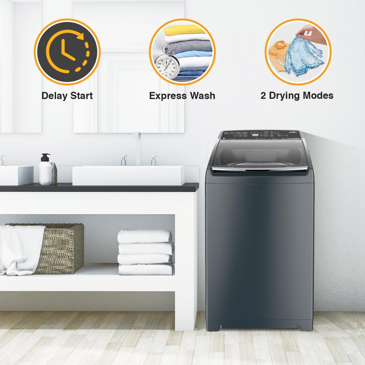 Whirlpool 7.5 Kg 5 Star StainWash Fully-Automatic Top Loading Washing Machine-Built In Heater (SW PRO PLUS H 7.5 MIDNIGHT GREY 10YMW) - Image 4