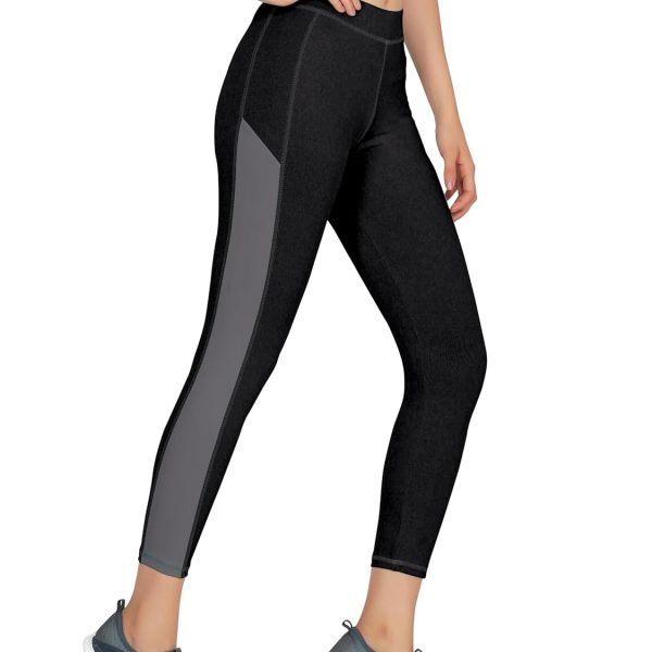 Mehrang Women Slim Fit High Waist Gym Workout Tights with 4 Ways Stretchable Scoot Proof Yoga Leggings