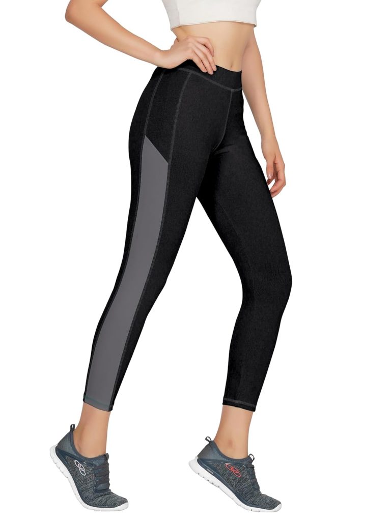 Mehrang Women Slim Fit High Waist Gym Workout Tights with 4 Ways Stretchable Scoot Proof Yoga Leggings