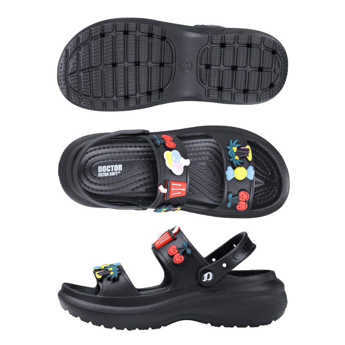 DOCTOR EXTRA SOFT Women's Classic Charms Cushion Sandals/Clogs with Adjustable Back Strap for Adult| Comfortable & LightWeight | Stylish & Anti-Skid | Waterproof Casual Daily Mules Girls & Ladies D-552 - Image 7