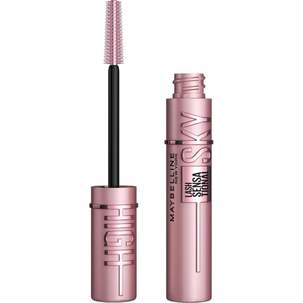 Maybelline Sky High Washable Mascara Makeup, Volumizing Mascara, Buildable, Lengthening Mascara, Defining, Curling, Multiplying, Washable Blackest Black, 0.2 fl. oz.