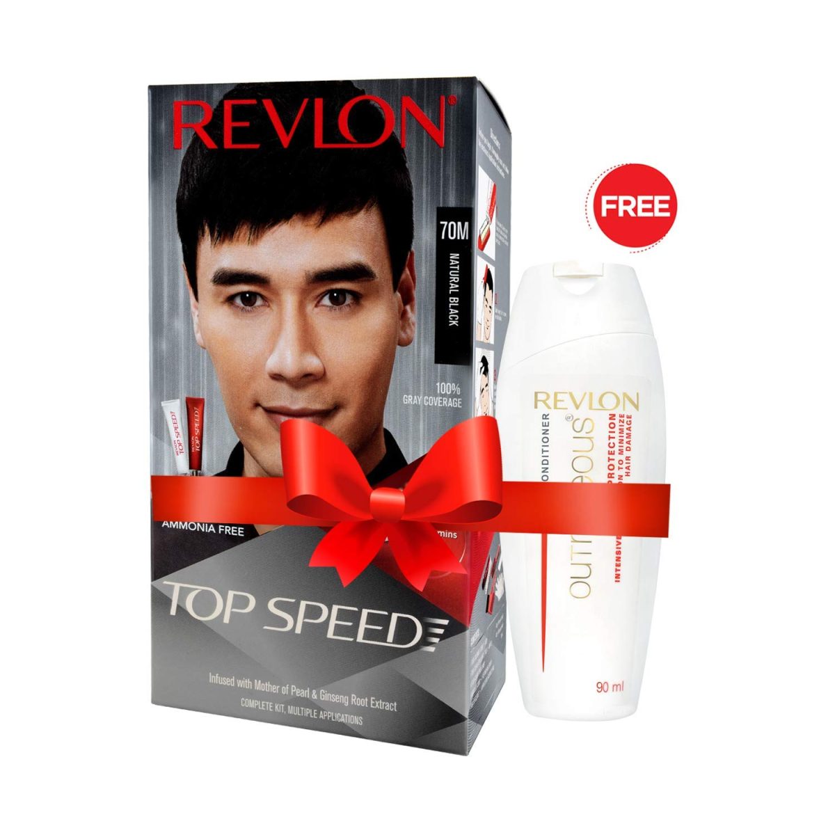 Revlon Top Speed Hair Color for Men Natural Black with Outrageous Conditioner 190ml | 100% Grey Coverage in 5 Minutes | Prevent Fading, add Volume, Softness & Shine to Hair - Image 2