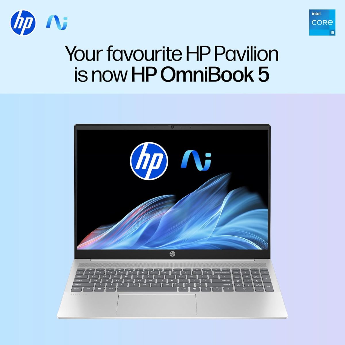 HP OmniBook 5 (Previously Pavilion) 13th Gen Intel Core i5 1334U (16GB LPDDR5X,512GB SSD) 2K,IPS, 300nits, 16''/40.6cm, Win11,M365 Basic(1yr),Office Home24, Silver,1.79kg, Camera w/Shutter, ba1008TU - Image 2