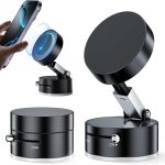 GadgetBite Magnetic Car Mobile Holder For Dashboard Vacuum Suction Phone Holder Mount Hand Free Magnetic Cell Phone Stand With Strong Grip Shockproof Suction Cup Mount For Car Gym Office Table - Black