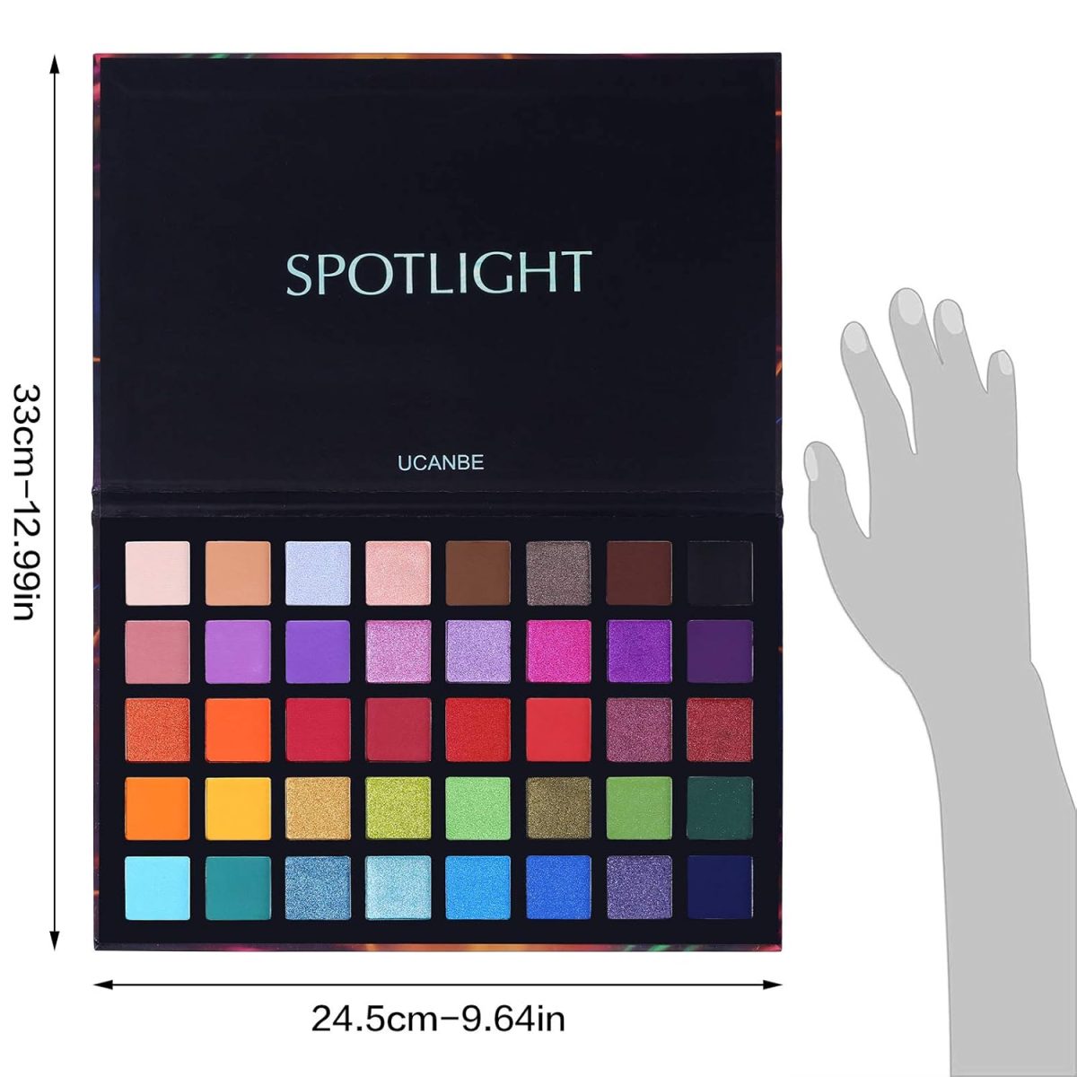 UCANBE Cosluxe Ucanbe Spotlight Eyeshadow Palette, Professional 40 Color Eye Shadow Matte Shimmer Makeup Pallet Highly Pigmented Colorful Powder Long Lasting Waterproof Eyeshadow Palette - Multicolor - Image 5