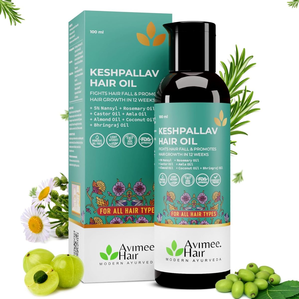 Avimee Herbal Keshpallav Hair Oil (100 ml) & Hairtone PV 1 Scalp Spray (100 ml) Combo Pack | Hair Fall Control Kit | Super Saver Combo - Image 6