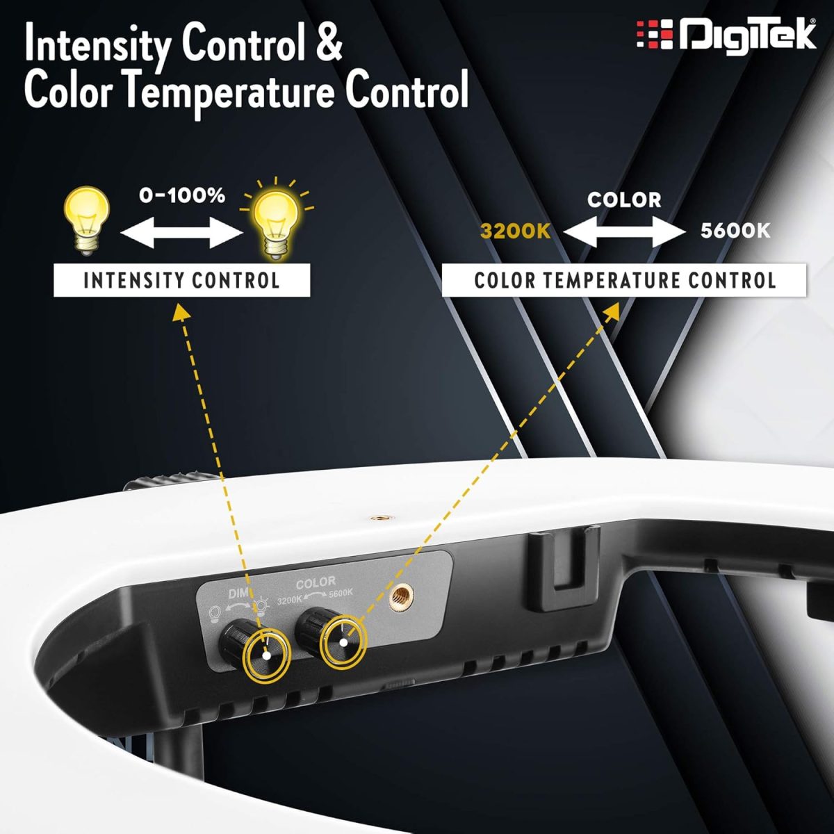 DIGITEK® (DRL-18H C) 18 Inch LED Ring Light with 158cm Stand - AC/DC Power, Color Temperature Control, Lighting Intensity Control - Photography, Video, Makeup, and Live Streaming - USB Powered - Image 4