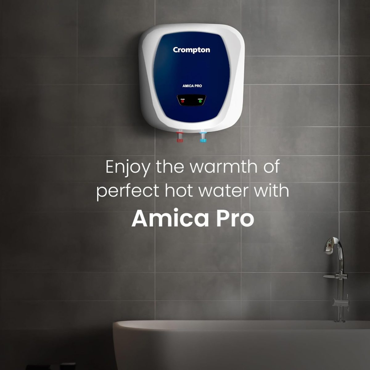 Crompton Amica Pro 15-L, 5 Star Rated Storage Water Heater with Superior Glassline Coated Tank, Powerful 2000W Heating Element, Rust Proof Plastic Body and Advanced 3 Level Safety (White and Blue) - Image 2