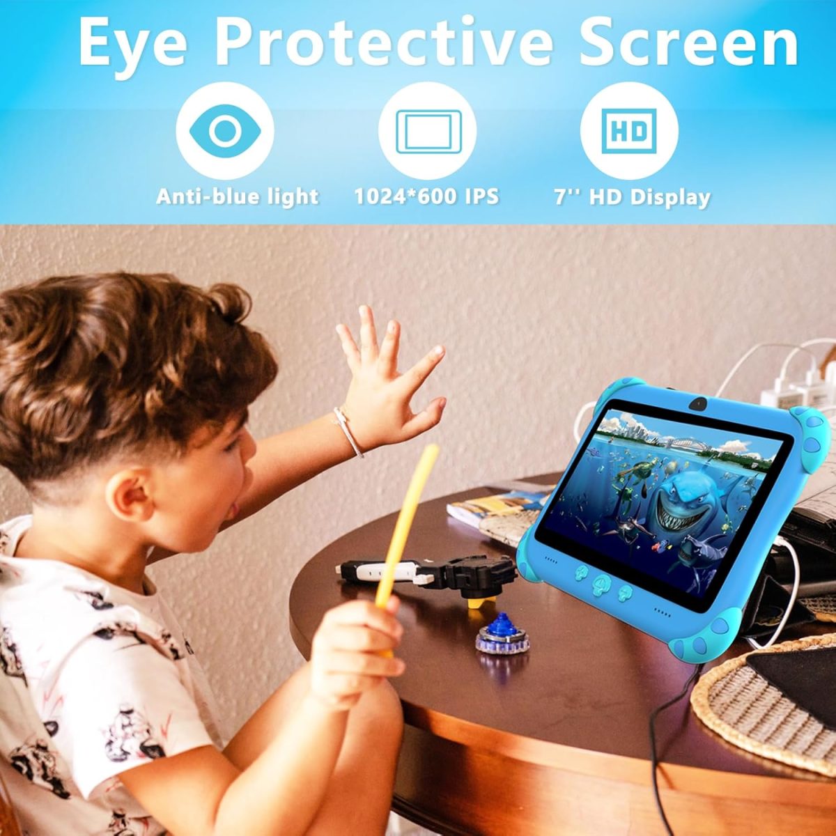 YINOCHE 7 Inch Kids Tablet with Case, WiFi, Android Kids Tablet, 32GB Storage, Dual Camera, Shockproof Case, Parental Control Tablets Compatible with Netflix - Image 6