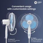 Orient Electric Stand-82 400 MM Oscillating Pedestal Fans | Stand Fan with Tilt Mechanism | High Air Delivery | Aesthetic Design with Telescopic Arrangement (Sky Blue) - Image 5